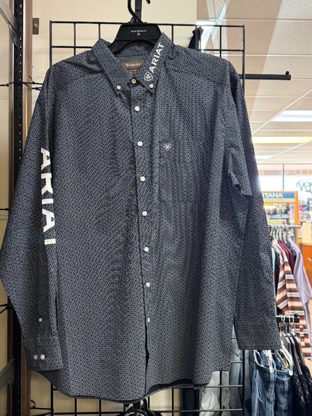 Ariat Men's Team Fowler Classic Fit Long Sleeve Button down Shirt - Black/White